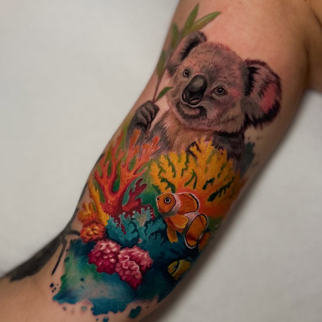 Koala and Coral Reef Scene