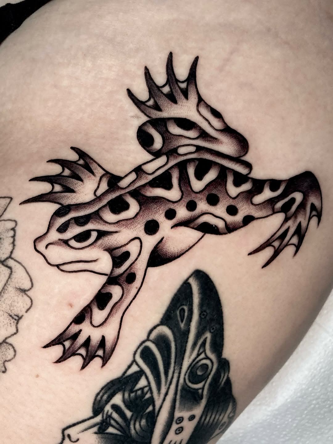 Leaping amphibian creature