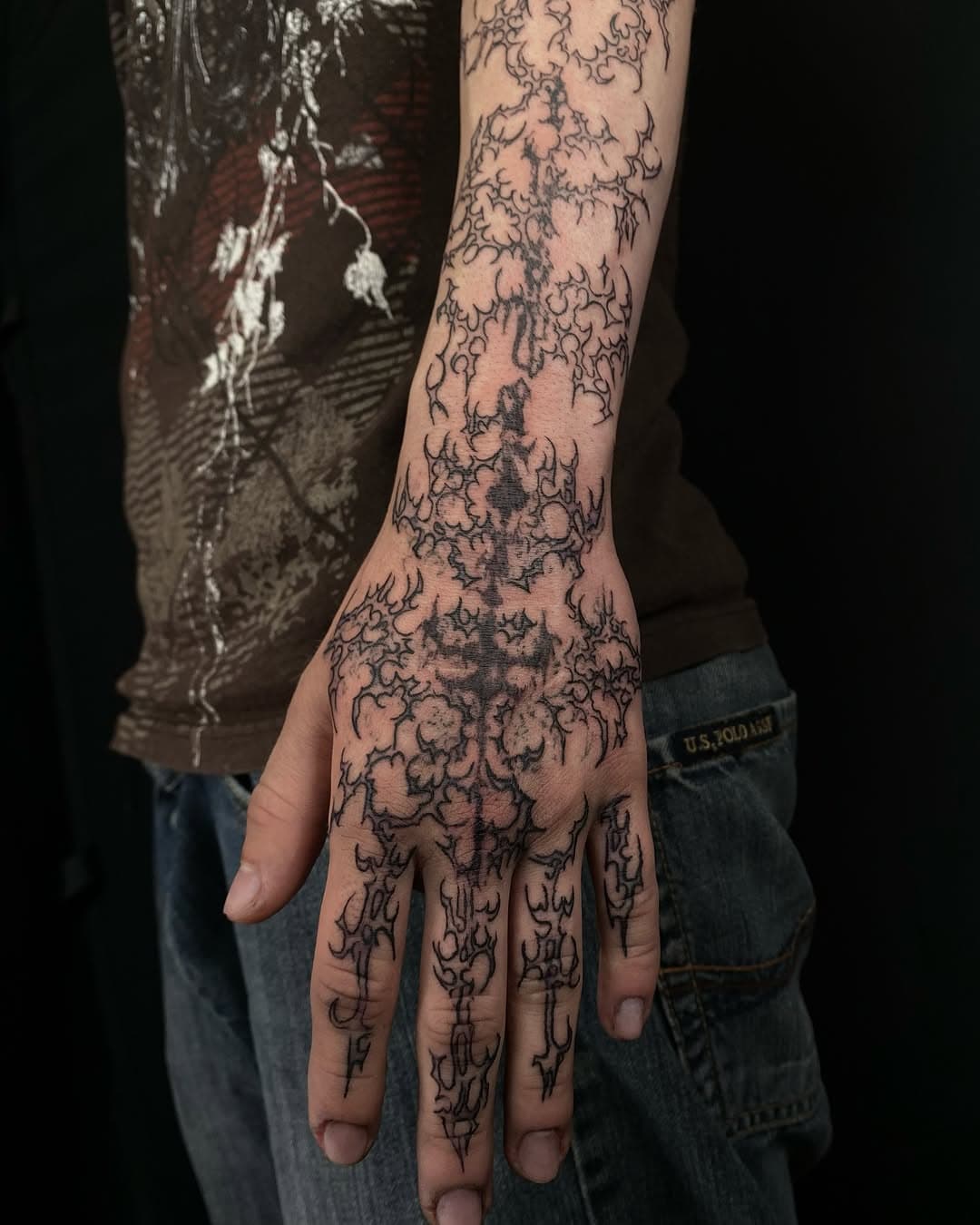 Abstract organic pattern on arm and hand