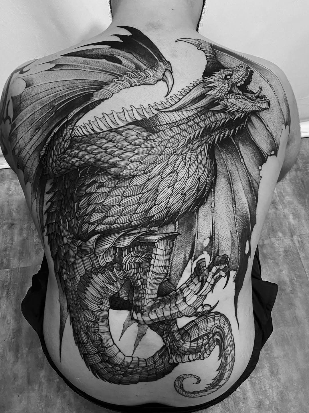 Scaly Winged Dragon Back Piece