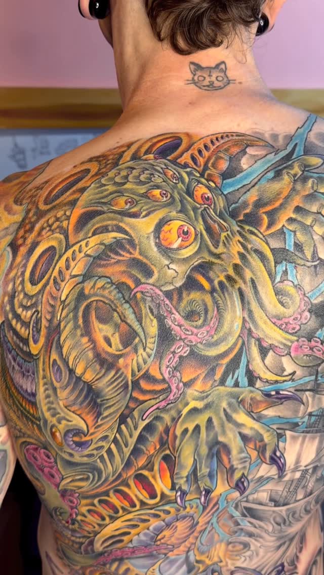 Vibrant multi-eyed monster