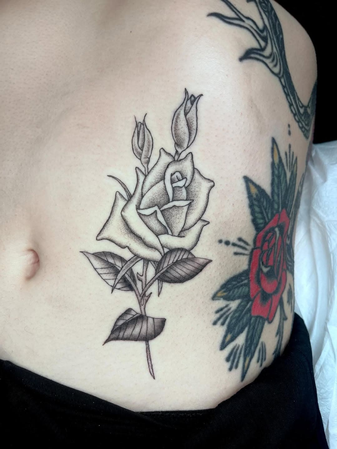 Black and gray rose with floral elements