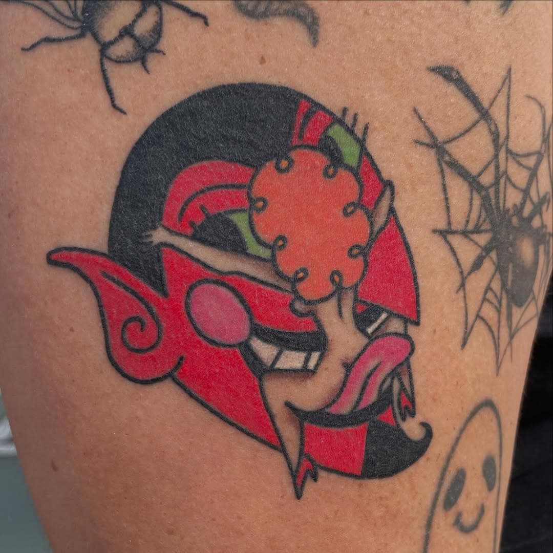 Cartoon Devil Head and Pin-Up