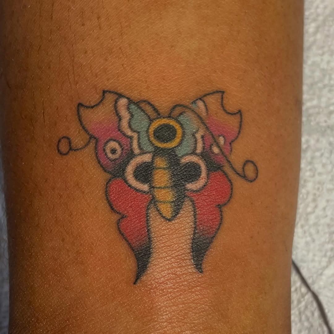 Bright butterfly emblem