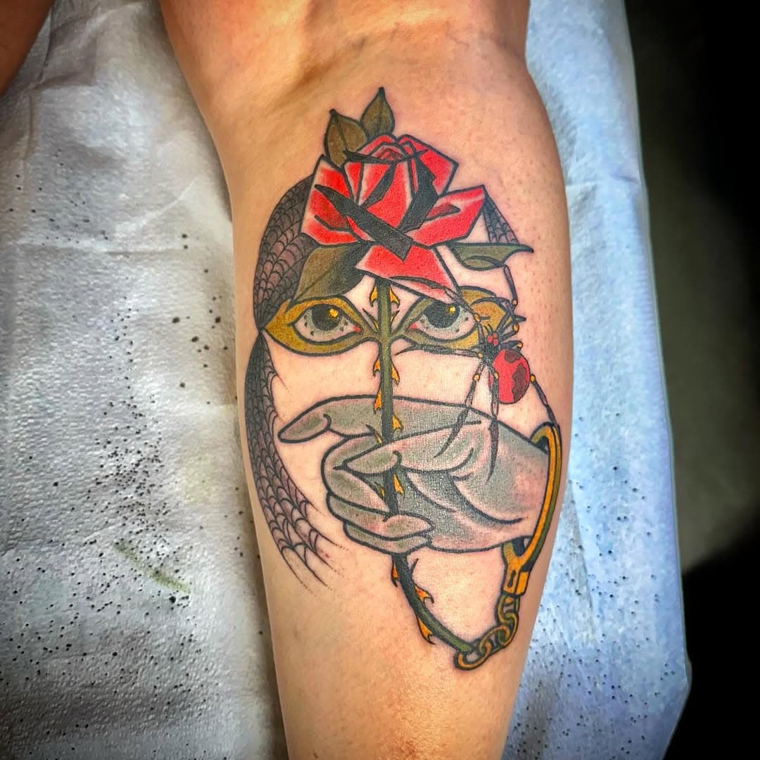 Surreal floral and figurative piece