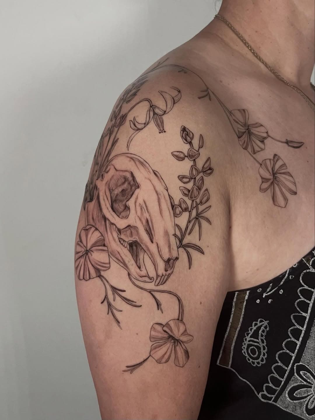 Mammal Skull with Botanical Accents