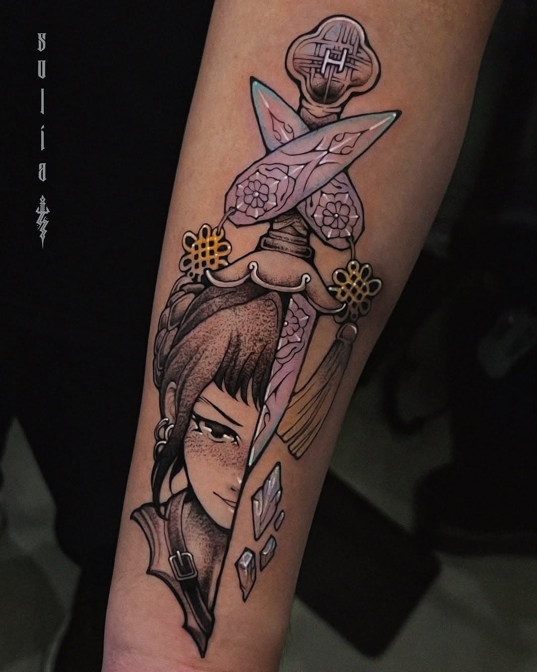 Anime Character and Ornate Daggers