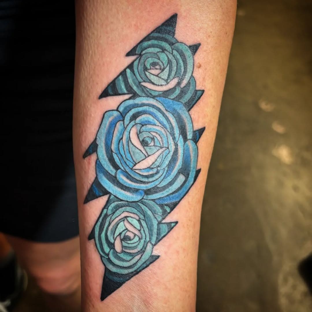 Stack of Blue Roses with Sharp Edges