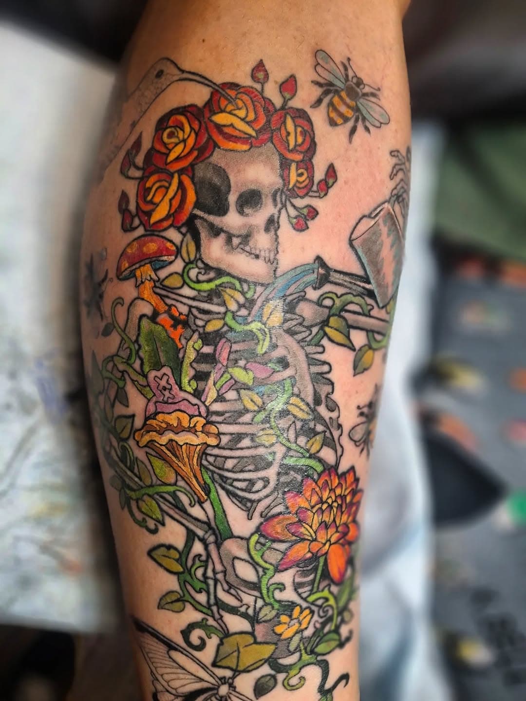 Vibrant Skeleton Surrounded by Nature