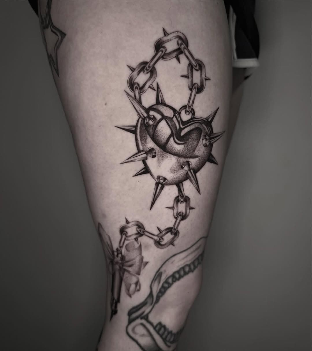 Spiked Heart and Chain Adornment