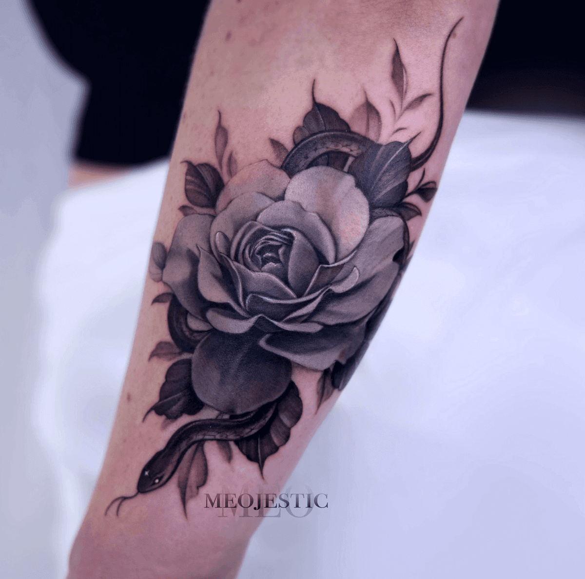 Entwined Rose and Serpent