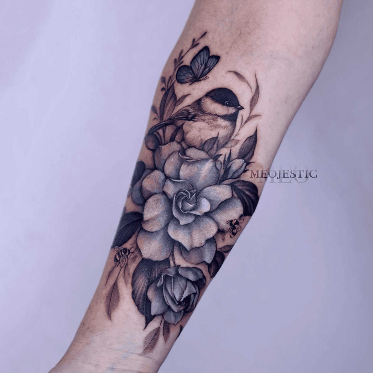 Delicate Bird and Roses
