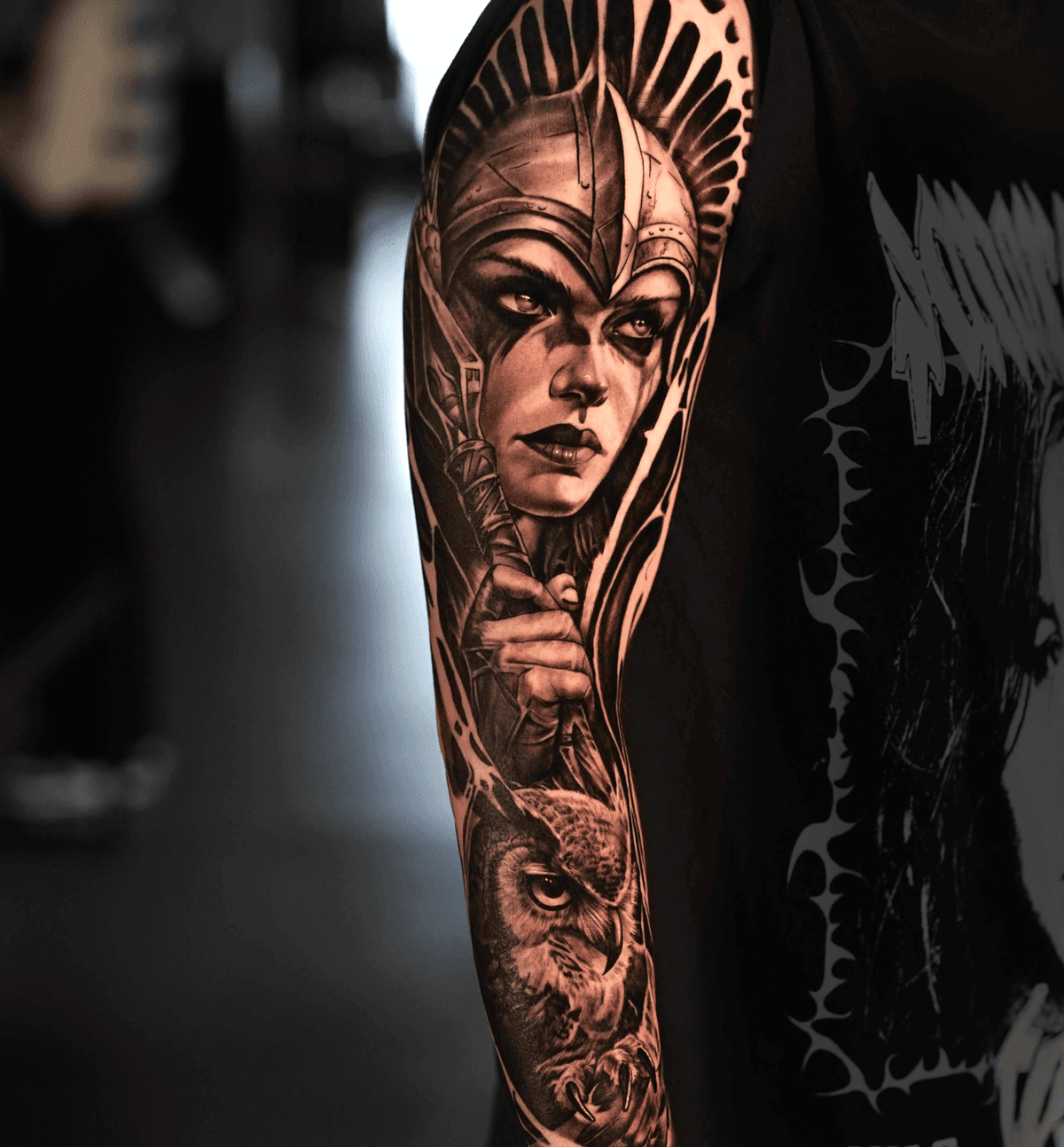 Warrior Woman and Owl Sleeve