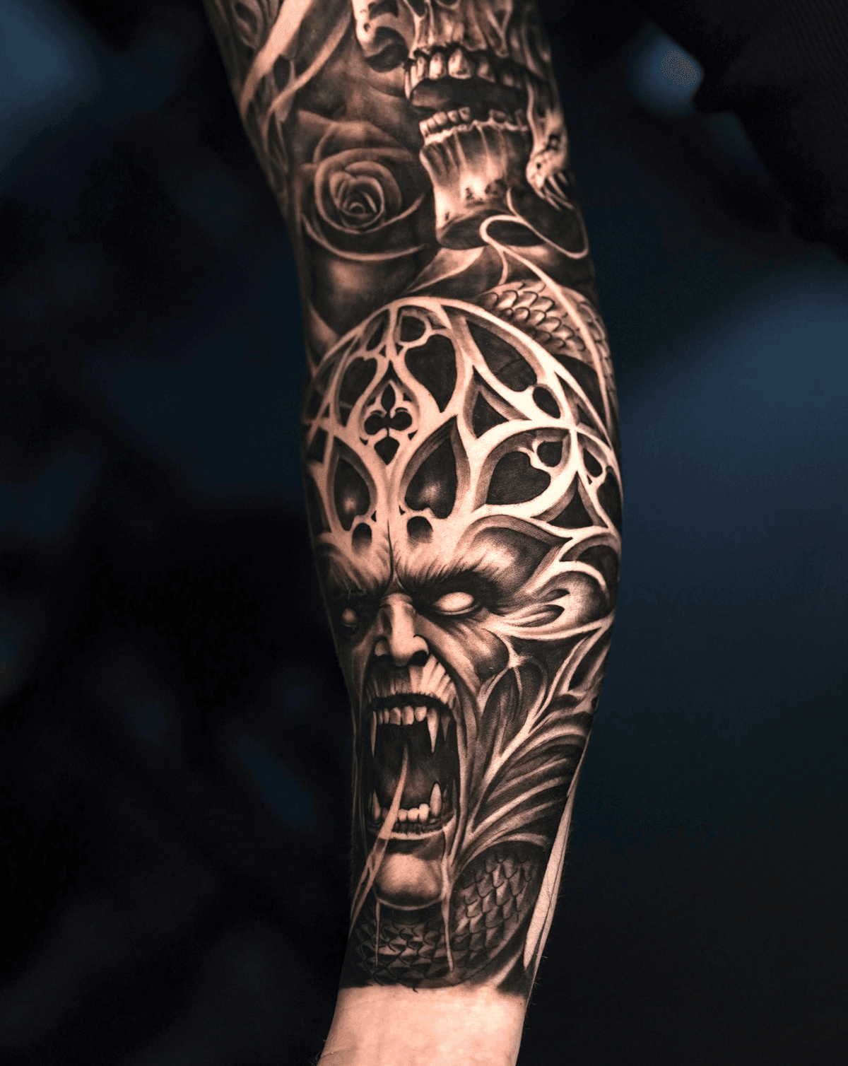 Gothic Demon and Skull Sleeve