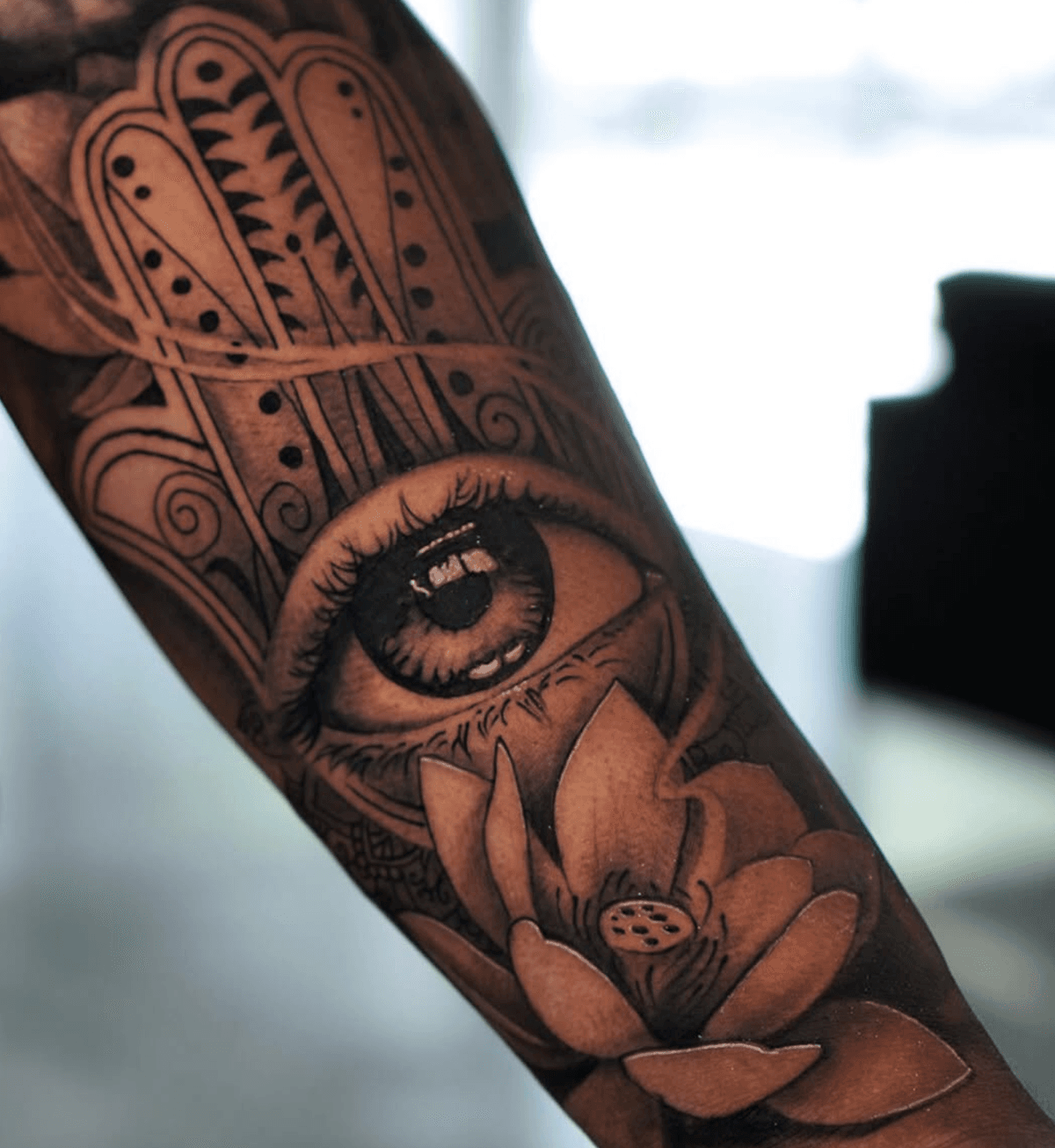 Hamsa Eye and Lotus