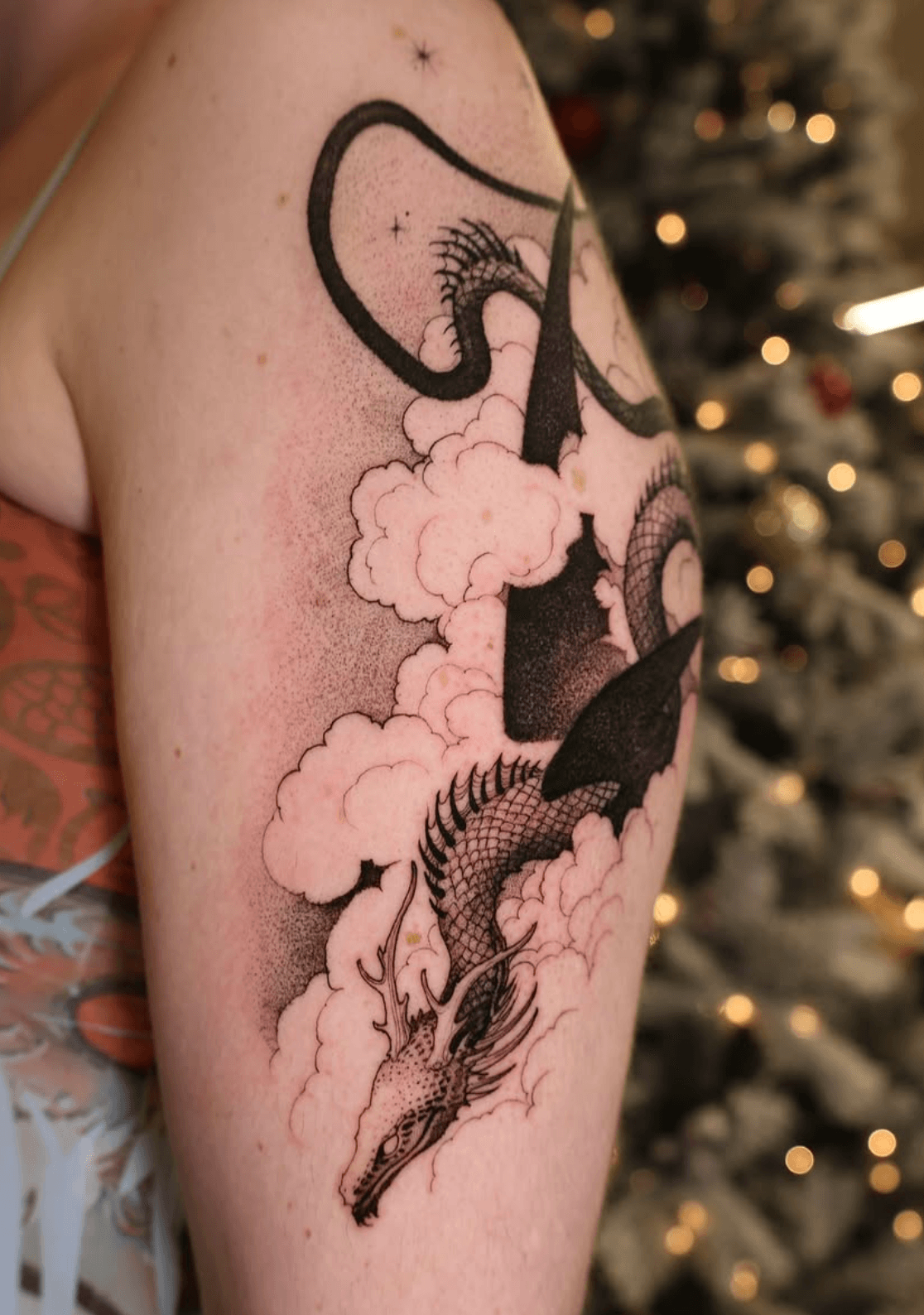 Mythical Dragon Among Clouds