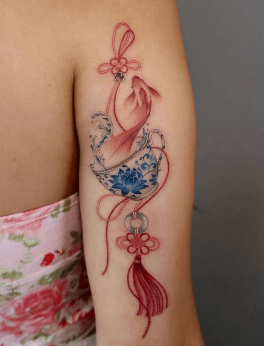 Koi in Porcelain Cup