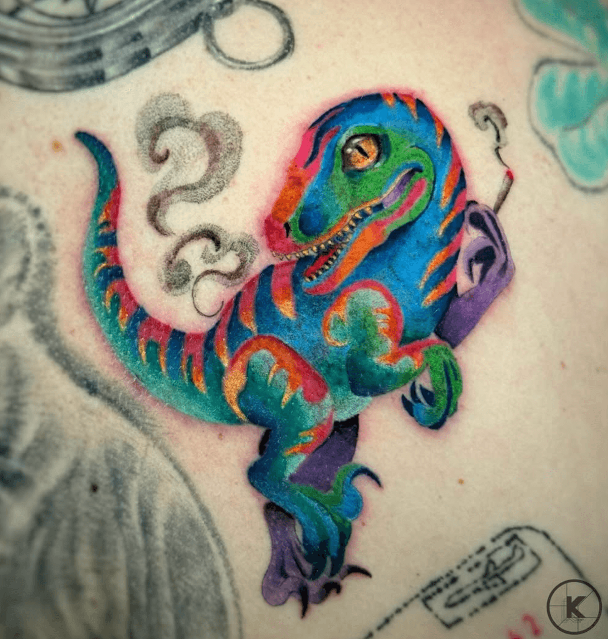 Colorful Velociraptor Dinosaur