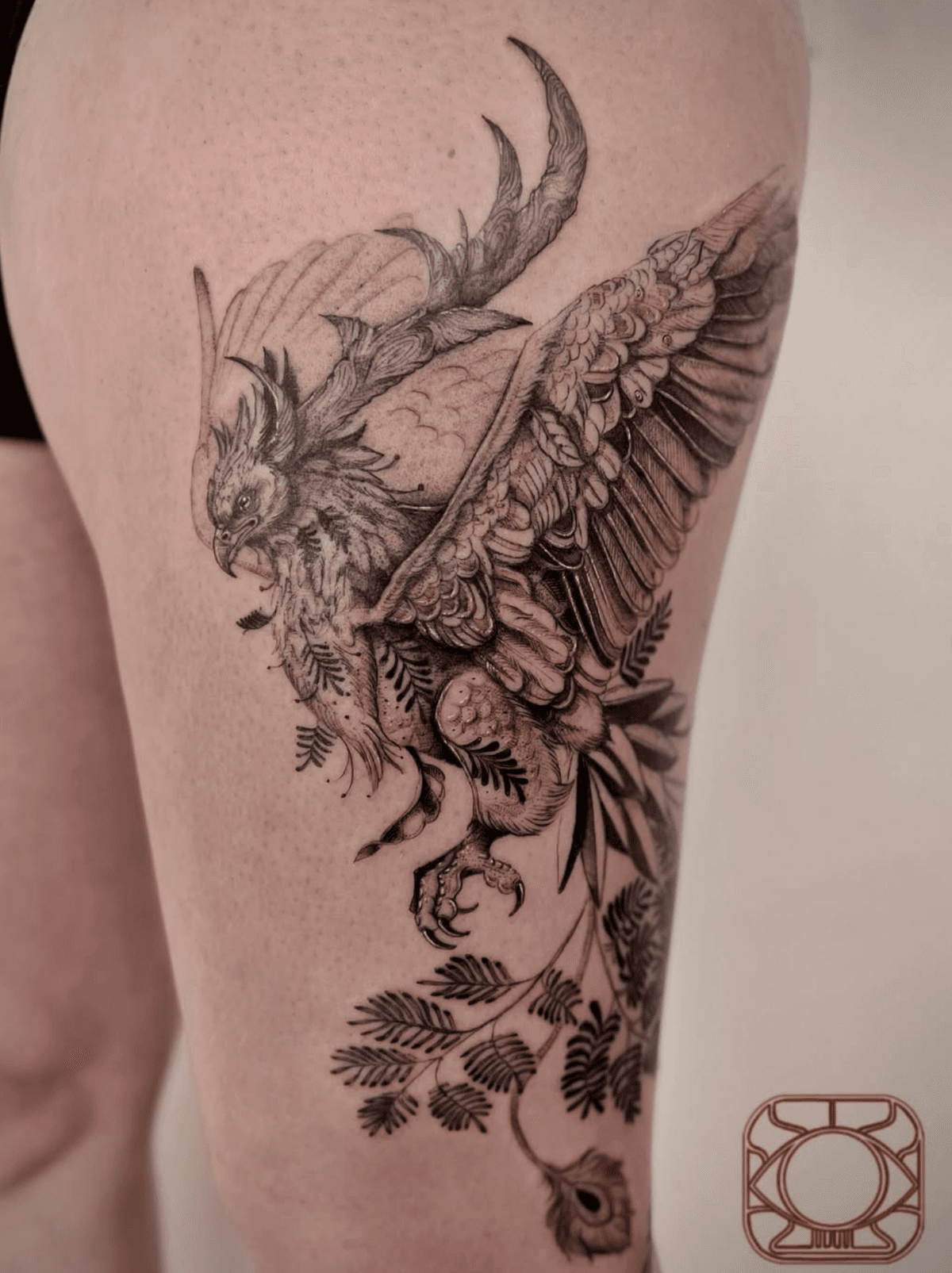 Griffin with foliage