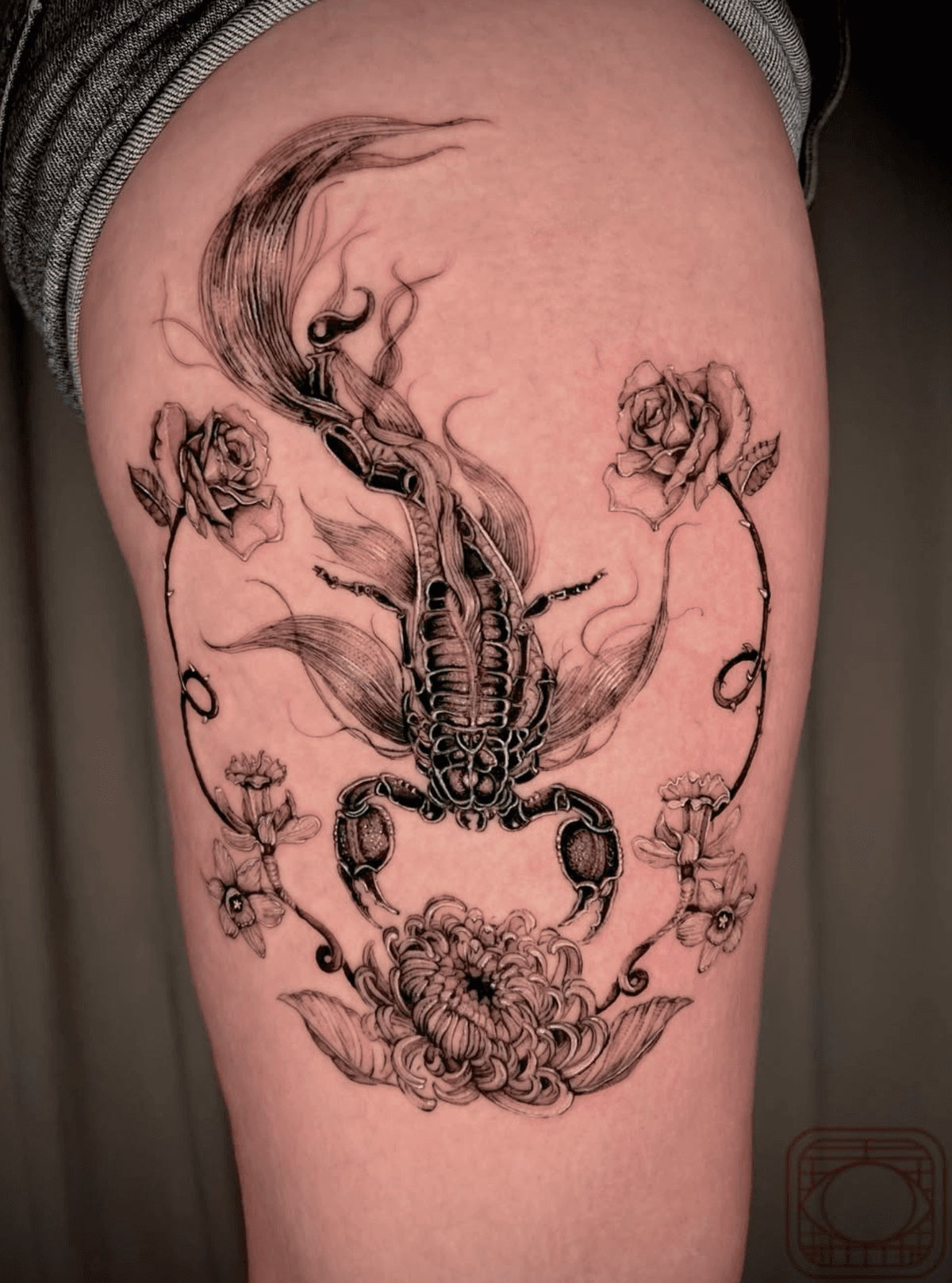 Scorpion with Floral Accents