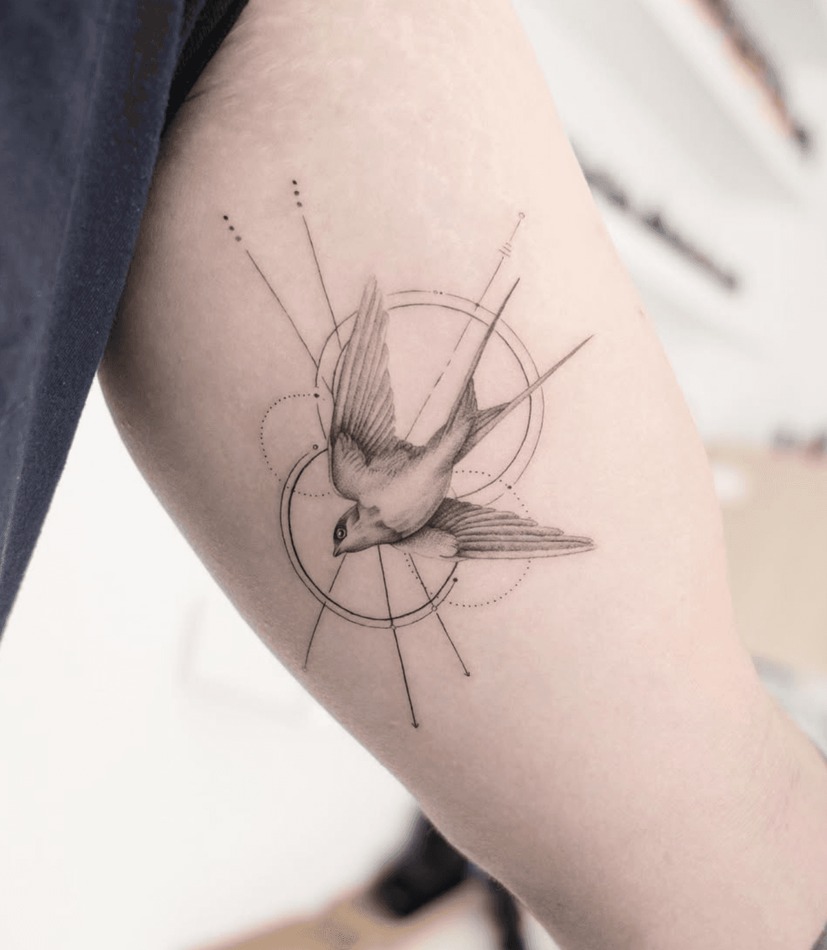 Flying Bird with Geometric Elements