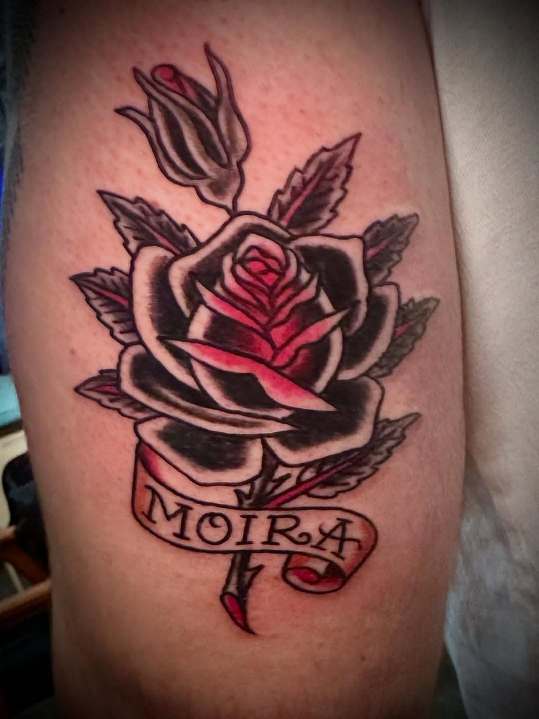 Traditional Rose and Bud with Moira Banner