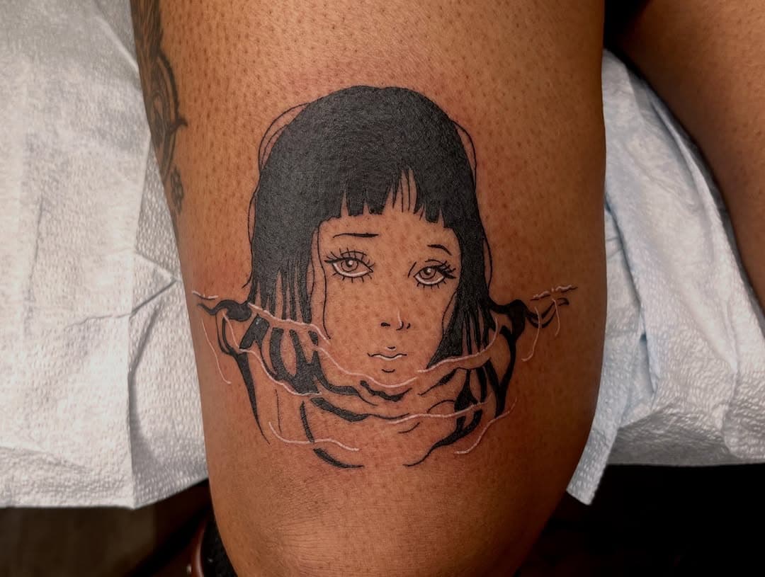 Woman's face in water