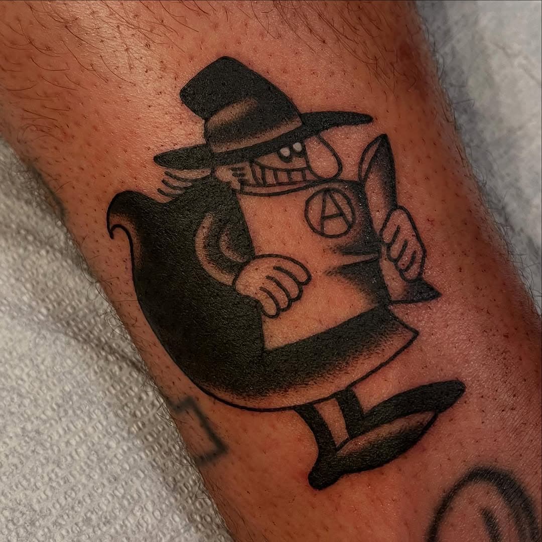 Mysterious figure with a sign