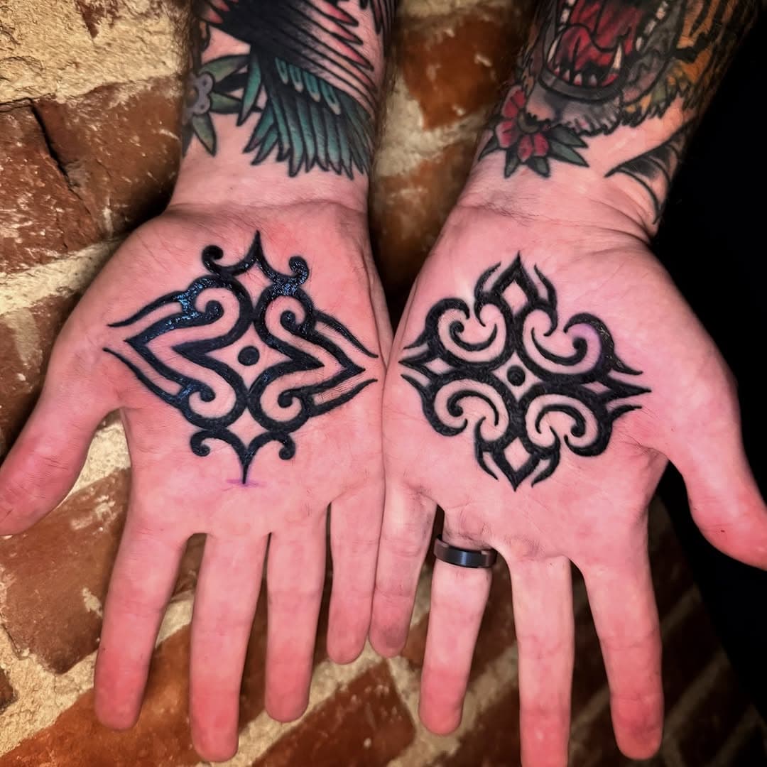 Matching tribal palm art