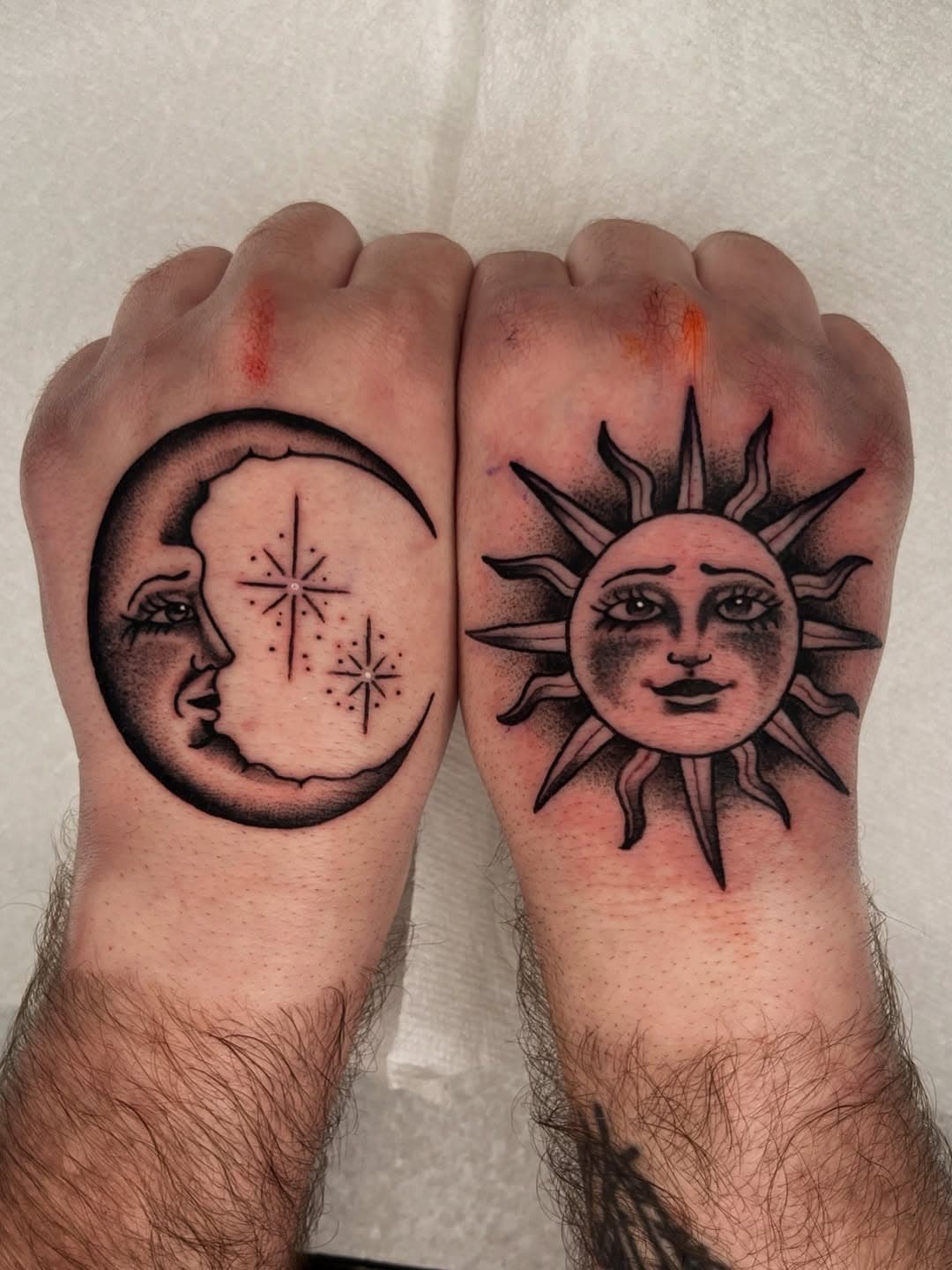 Sun and Moon Hand Art