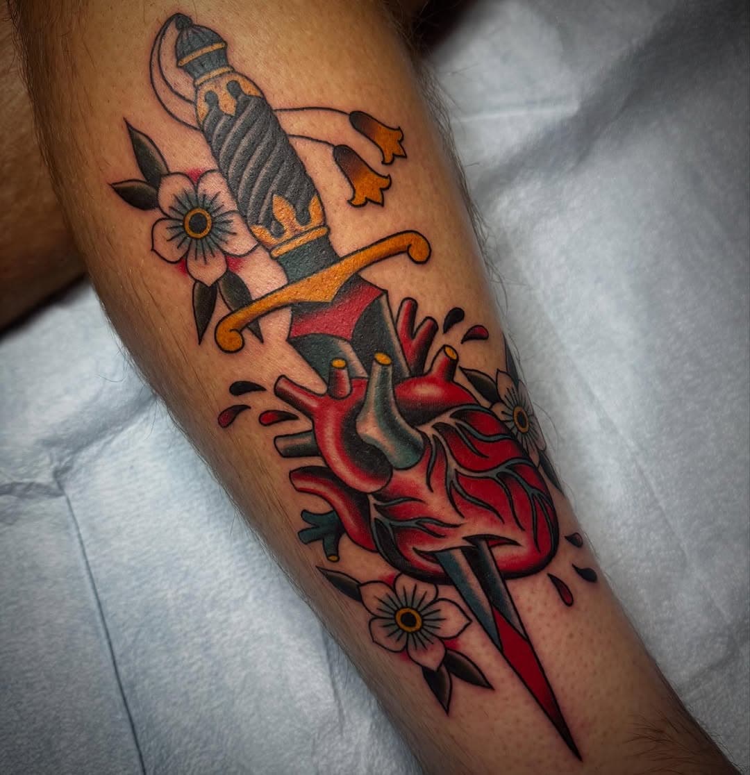 Dagger through anatomical heart