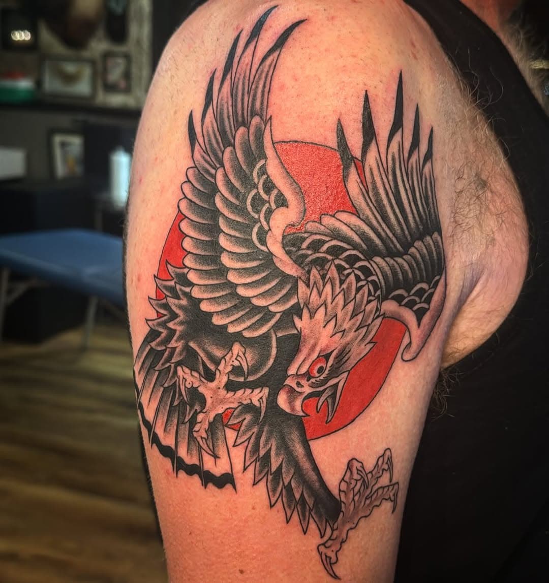 Eagle with Red Sun