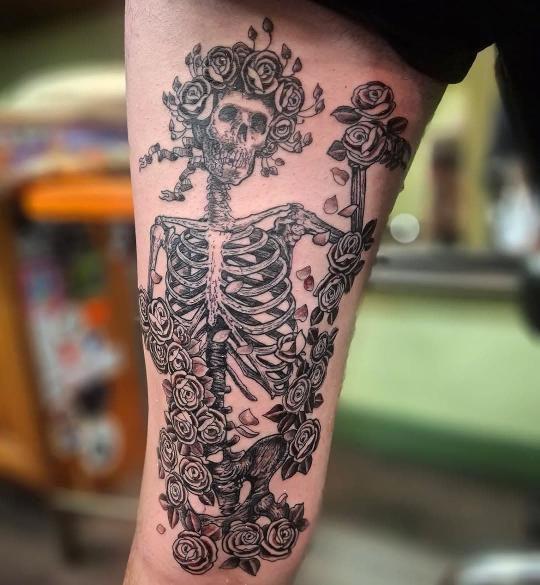 Skeleton Adorned with Roses