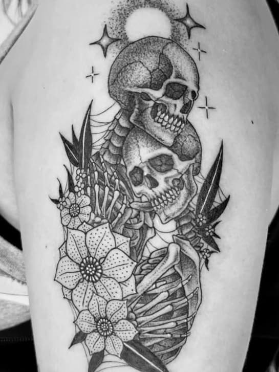 Embracing Skeletons with Flowers