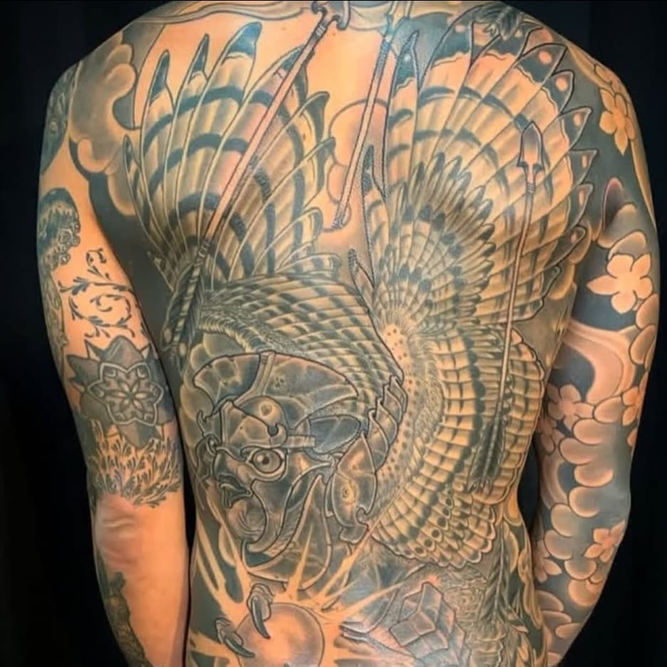 Mythical Bird and Serpent Back Piece