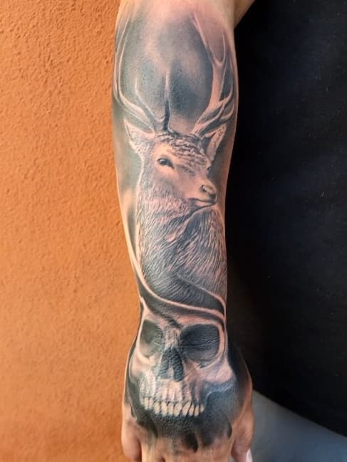 Deer and skull sleeve