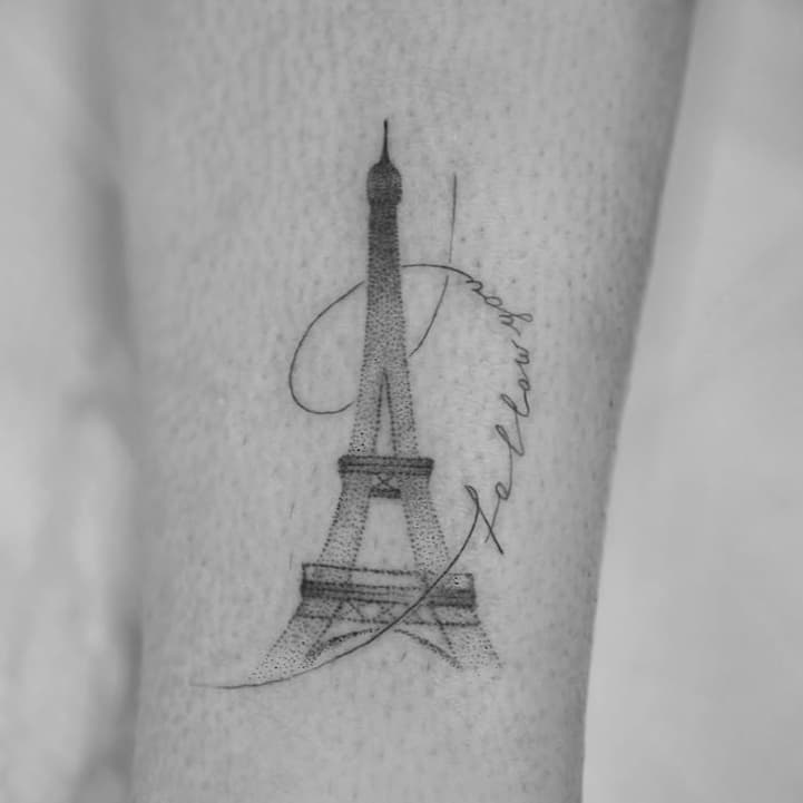 Eiffel Tower with Calligraphy