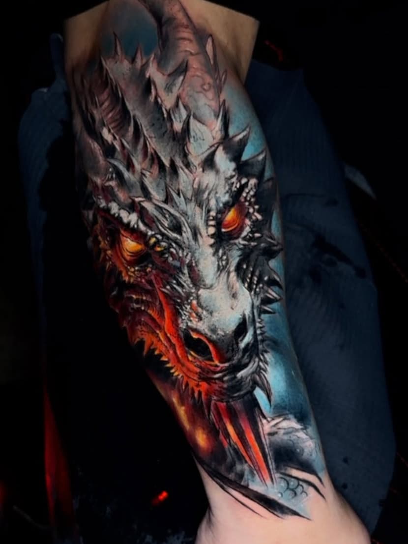 Dragon Head with Fiery Gaze