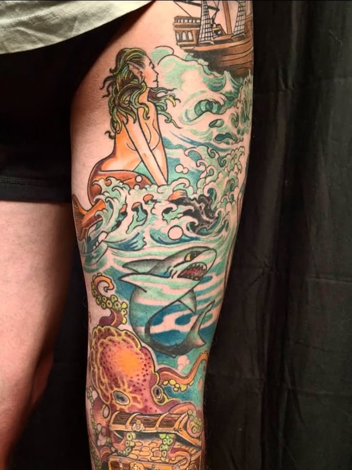 Oceanic vista with mythical creature