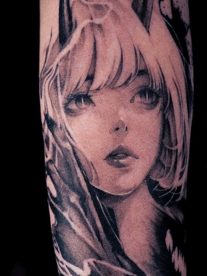 Anime horned female portrait