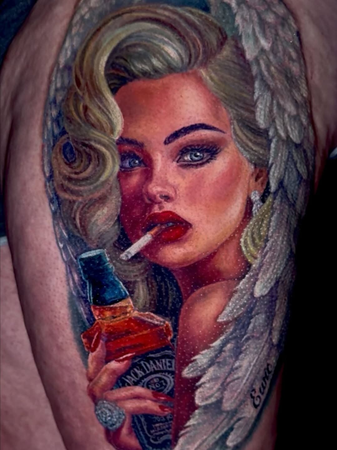 Glamorous woman with whiskey and cigarette