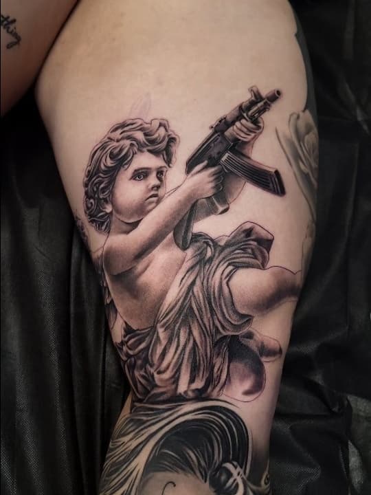 Armed Cherub and Sugar Skull