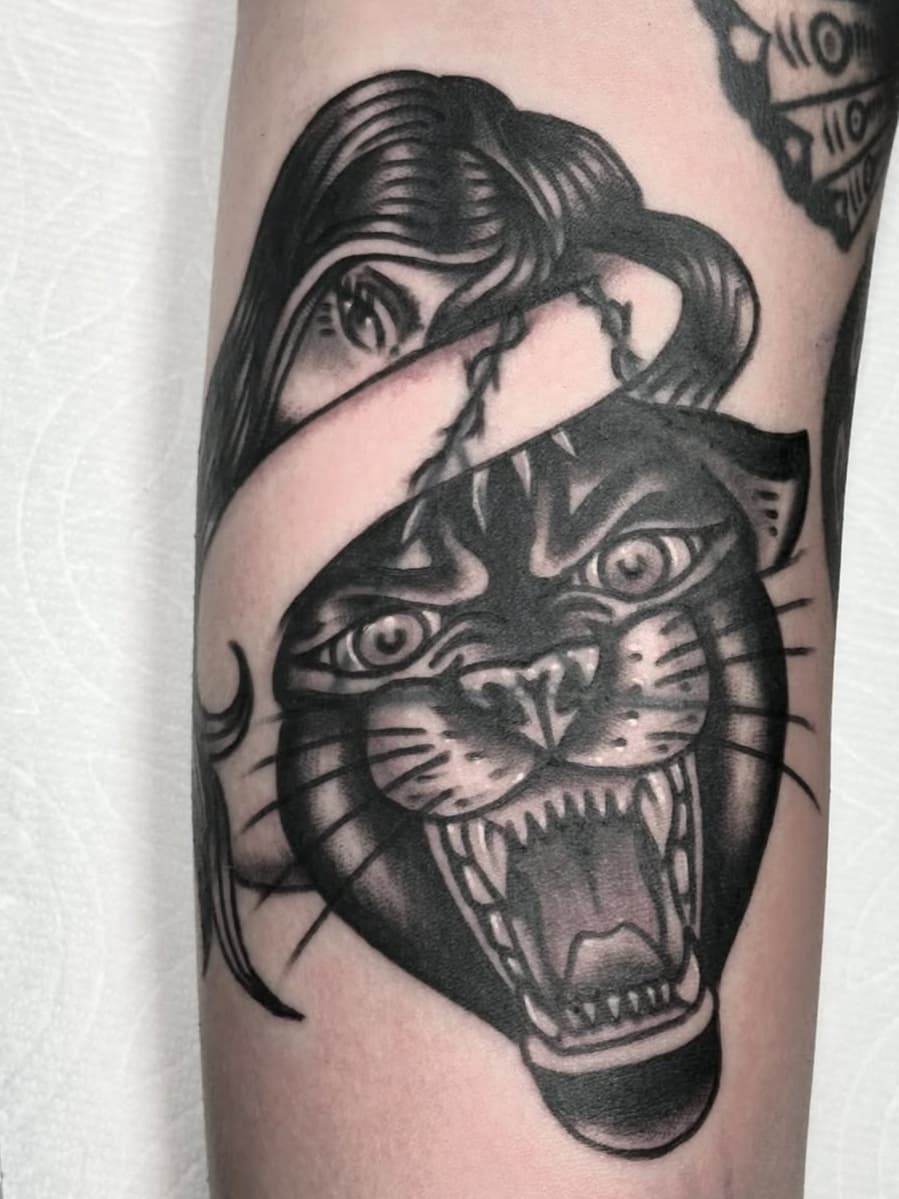 Ferocious panther emerging