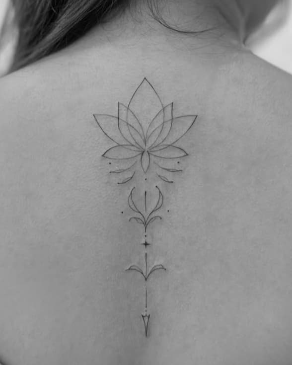 Lotus and sacred geometric pattern