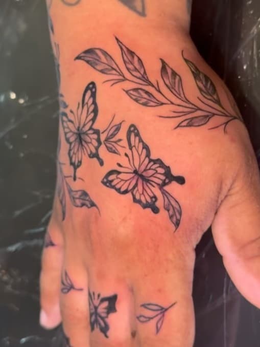 Graceful butterflies and leaves