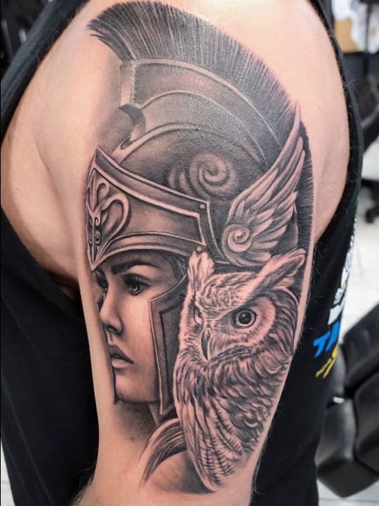 Warrior Maiden with Owl Companion